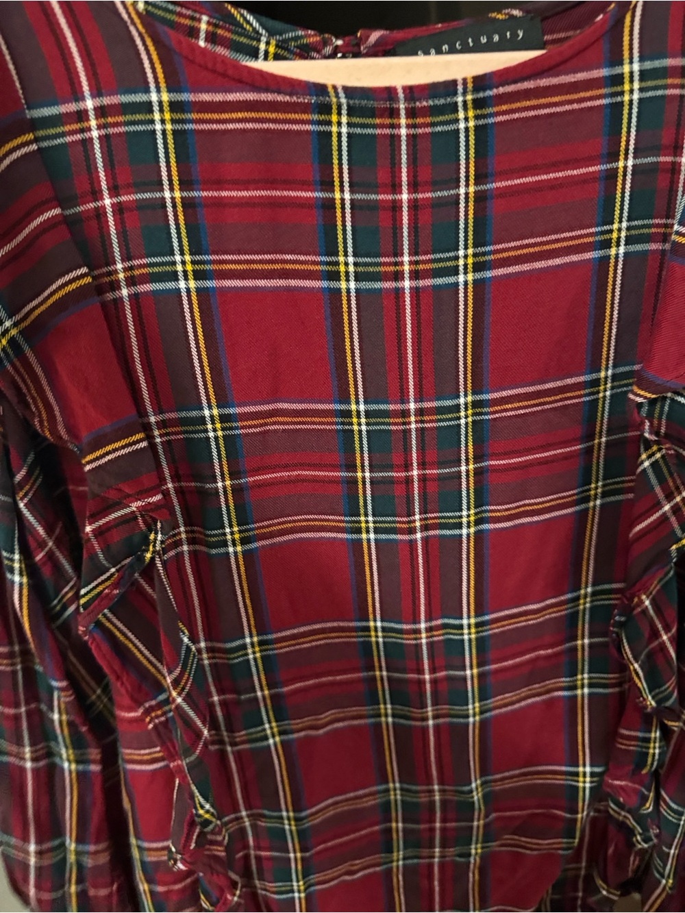 Women's Sanctuary Scout Plaid Ruffle Top size Medium - Picture 7 of 8